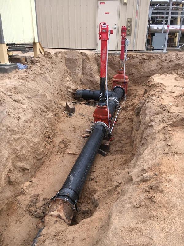 buried fire suppression pipes